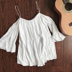 Trafaluc white ruffled romper